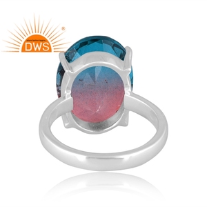 Gran Venta de plata de ley fina Natural Bio Alexanderite Doublet Cuarzo Piedra preciosa Anillo apilable Fabricante de joyas - Product Image 4