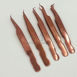 Pinzas de pestañas de acero inoxidable profesionales de etiqueta privada herramientas de extensiones ligeras multicolores para pestañas de fibra - Product Image 4