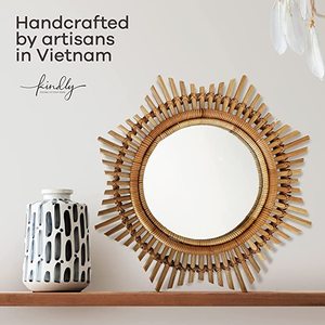 Grand miroir personnalisé en rotin fait à la main pour chambre à coucher Miroir mural décoratif tissé Dernier design d'Inde - Product Image 6