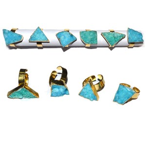 Anillo Druzy de amatista azul claro a la moda, piedra semipreciosa tallada, artesanía, recuerdo de estilo mascota grabado - Product Image 1