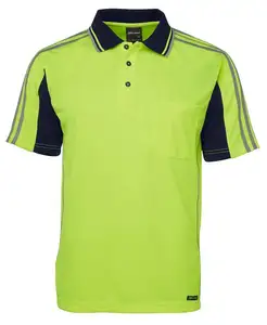Kaus Polo keselamatan kerja, HI-VIS reflektif kualitas tinggi dasar Polo Shirt dengan Logo kustom