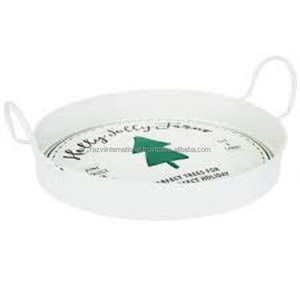 Assiettes de table en métal blanc écologiques et durables de 30 cm, compatibles lave-vaisselle, avec revêtement poudré, plateau décoratif de Noël, vente en gros - Product Image 3