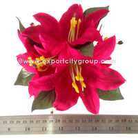 Jepit Rambut Sunne Tropical Lily Casablanca dari Bahan Polyester Plastik Busa yang Tahan Lama, Aksesoris Bunga dan Daun dari Kain yang Aman, 15 buah
