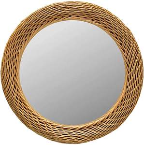 Miroir mural classique en rotin au fini naturel Design élégant parfait pour la décoration de restaurant et de chambre à coucher - Product Image 1