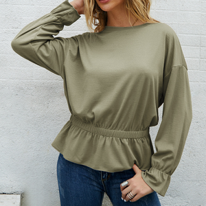 Camisas de manga larga para mujer, blusa de color puro de alta calidad, último diseño - Product Image 2