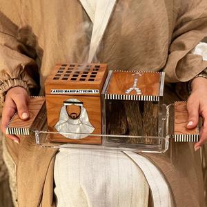 Nuevo juego de bandejas con incrustaciones de hueso, bandeja para servir hojas de hueso de madera con quemador de incienso de nácar, juego de regalo, Colección perfumada de 3 piezas - Product Image 1