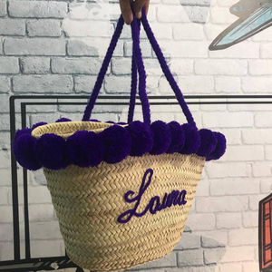 Handmade Creations <b>Straw</b> <b>Bags</b> with Pompom - Product Image 1