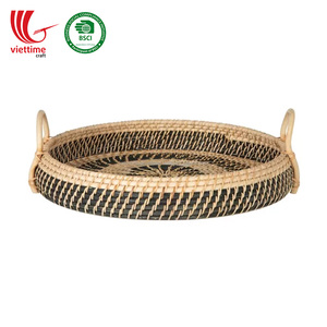 Plateau en rotin naturel Design rond fabriqué au VietNam, livraison gratuite, vente en gros - Product Image 4