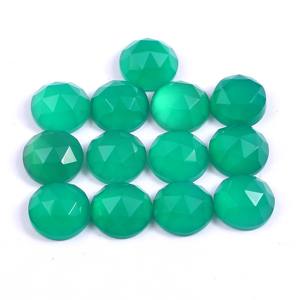 Piedra preciosa Natural de ónix para fabricación de joyas, piedra preciosa redonda, facetada, calibre de tamaño de 10x10mm, corte de Rosa verde, Natural, precio al por mayor - Product Image 1