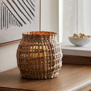 Bougeoir en jonc de mer, vintage, décoration rustique, vente en gros - Product Image 5