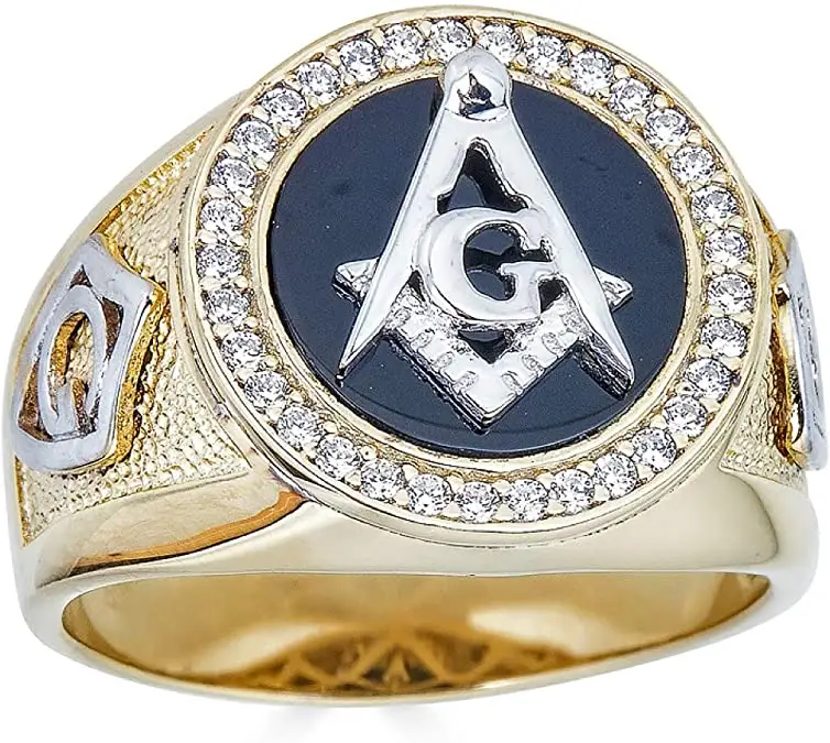 Anello massone da uomo in argento Sterling 925 massiccio anello massonico nero finitura oro 14 carati gioielli massonici personalizzati Regalia