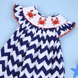 Khá dài mùa hè trẻ em smocked Dresses cho cô gái với cua mô hình 100% cotton OEM ODM giản dị Dress-BB950 - Product Image 1