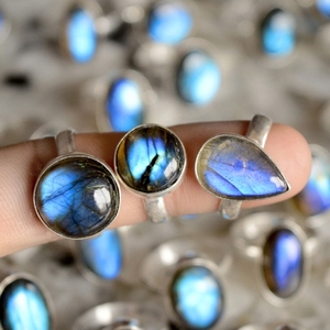 Natural Gemstone Rings Ring Necklace Labradorite Silver <b>Overlay</b> Ring Hidden for Wholesale Price Hula Hoop Loose Gemstone - Product Image 6