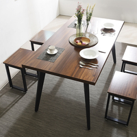 Table à manger industrielle moderne en métal PLANK T90, hauteur réglable, finition thermolaquée pour cuisine, maison, bureau, salon