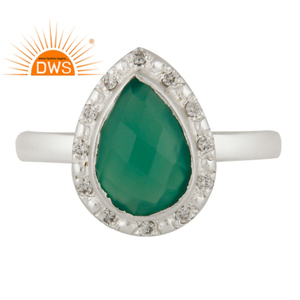 Pear Shape Green Onyx Gemstone <b>Ring</b> Jewelry Wholesale Solid <b>925</b> Fine <b>Silver</b> Designer <b>Ring</b> Classic Collection - Product Image 1
