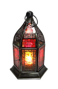 Linterna de hierro de metal dorado marroquí al por mayor logotipo personalizable decoración del hogar con asa útil para decoración navideña - Product Image 2