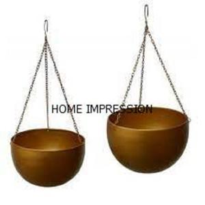 Jardinière suspendue en fer forgé et rotin, forme ronde, aspect moderne et élégant, en fibre de coco, pour pots et jardinières de jardin - Product Image 3