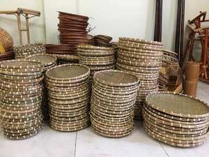 Cesta plana redonda de bambú, enrollador, de Vietnam - Product Image 6