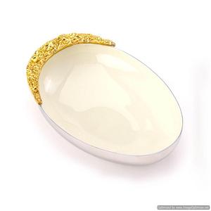 Fournisseurs en gros de bol décoratif au design moderne bol à feuille d'or blanc brillant pour la maison bols de service d'hôtel au prix le plus bas - Product Image 1