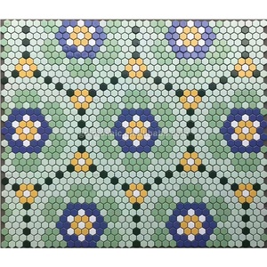 Đông Nam Á phong cách nhiệt đới khách sạn đầy màu sắc Kính vạn hoa mịn Thiết kế <span class=keywords><strong>mini</strong></span> hình lục giác gốm khảm bức tranh tường nghệ thuật Gạch <span class=keywords><strong>Mosaic</strong></span> - Product Image 2