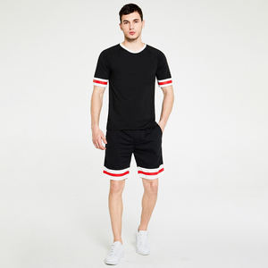 Wholesale High Elastic Waist Gym Workout Set Casual Sportswear Including Crew Neck T Shirt Fleece Jogger <b>Shorts</b> Casual Clothing - Product Image 1