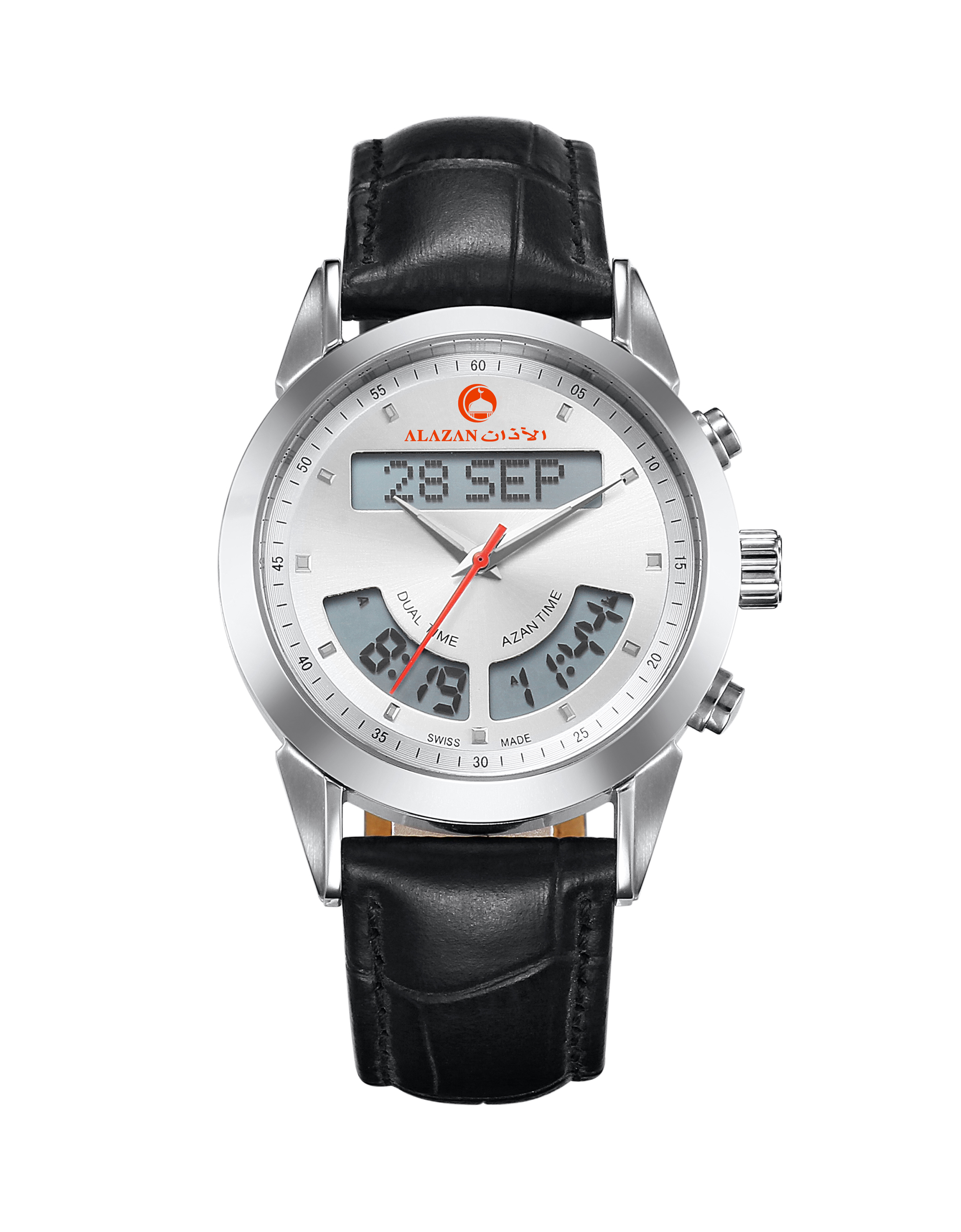 Acier inoxydable et cuir blanc
