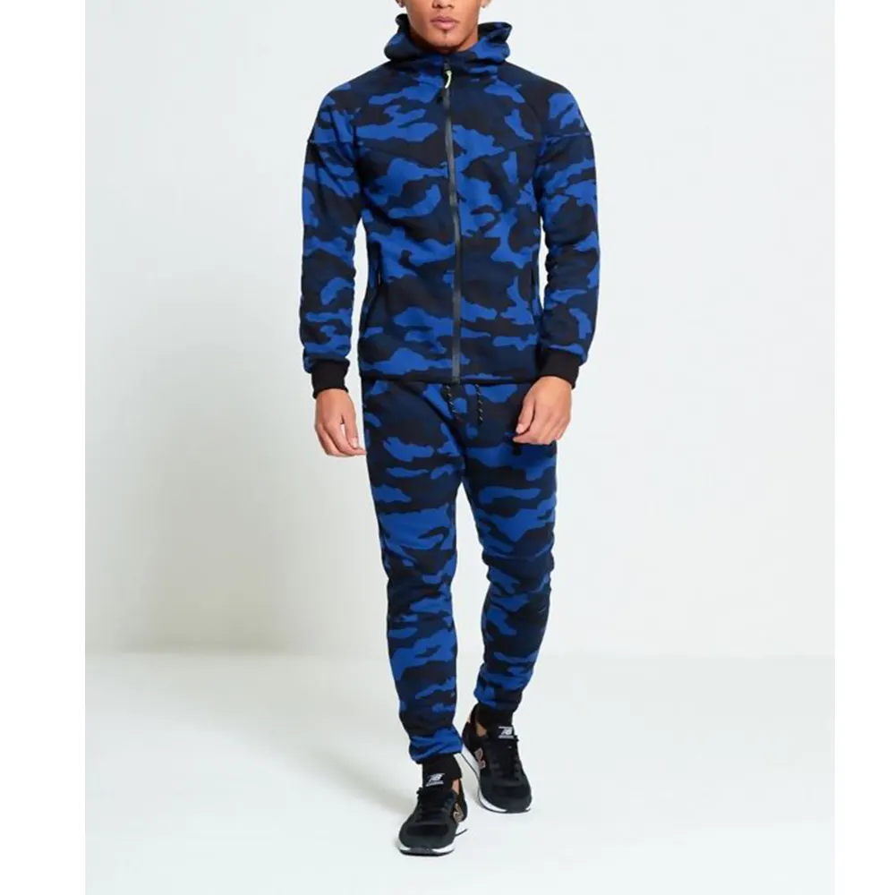 Groothandel Zweetpak Mannen Camouflage Print Trainingspak Camo Jasje Broek Voor Heren Met Uw Eigen Logo