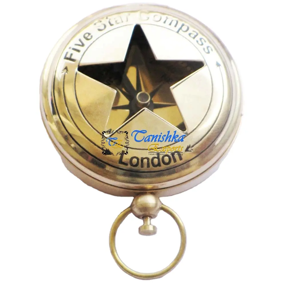 Морской пятизвездочный Лондонский латунный Карманный компас с кнопками персонализированное оборудование для кемпинга и пешего туризма подарок для семьи подростков
