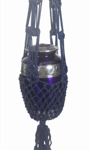 Urna de cremación colgante duradera de Metal azul de estilo americano para cenizas humanas adultas 27cm cadena colgante de macramé de diseñador Memorial - Product Image 3