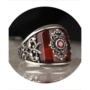 Black or Red Onyx Stone Classic Baroc Design 925 Sterling <b>Silver</b> <b>Mens</b> Gemstone <b>Ring</b> <b>for</b> Wedding & Anniversary - Product Image 2