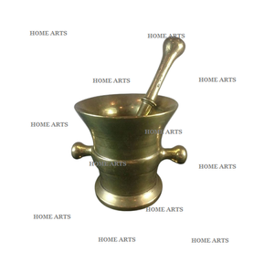 Mortier et pilon de couleur d'or en laiton de conception fabuleuse forme ronde mortier et pilon d'épices de taille personnalisée en Inde - Product Image 2