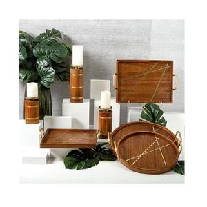 Plateau en bois pour chocolats avec poignées métalliques, qualité supérieure, taille et forme personnalisées, plateau alimentaire pour les meilleures ventes - Product Image 1