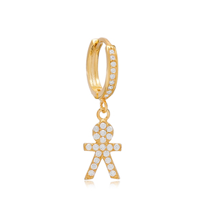 Pendiente individual en forma de niño para mujer, joyería de plata de ley 925, joyería de moda - Product Image 1