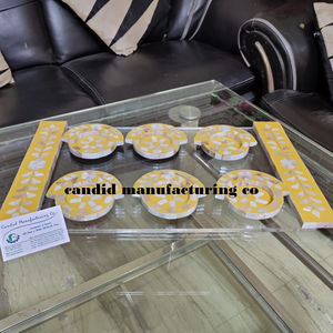 CMC ถาดรองแก้วอะคริลิกพร้อมถาดรองจานครึ่งถาดสำหรับห้องครัวใช้โลโก้ออกแบบได้ตามต้องการสำหรับเสิร์ฟชาและกาแฟ - Product Image 1