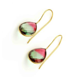 Superventas 925 plata esterlina mujer chapado en oro colgante chapado en oro pendiente turmalina cuarzo forma de pera 12x16mm joyería - Product Image 5
