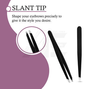 Set de 3 Pinzas de Acero Inoxidable con Punta Inclinada para Cejas, Vello Facial y Corporal, con Estuche, Variedad 2026 - Product Image 4