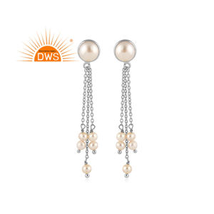 Outstanding Fresh Water Pearl Drop Earring Natural Gemstone Earring Wholesale Fashion Designer Silver Earring - Product Image 1