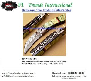 Couteau pliant en acier damas & traversin damas couteau pliant de poche de haute qualité fait à la main pakistanais - Product Image 3