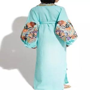 Robe d'hiver indienne, femme à manches longues, bouffantes et élégantes, col en v, brodée à la main avec ceinture, nouvelle collection - Product Image 3