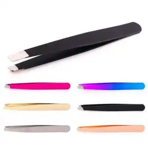 Eyelash tweezers blue color eyebrow tweezers pink/black color Stainless Steel