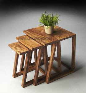 Handcrafted High Quality Metal & Wooden <b>Epoxy</b> Resin Nesting <b>Table</b> With Shiny Gold Plated Stand Bedroom <b>Table</b> Garden Nested <b>Table</b> - Product Image 6