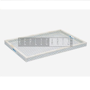 Solid Resin Art Deco <b>Decorative</b> Serving Tray | with Handles Elegant Tea Coffee Snack Platter Table Organizer | Stylish Homes - Product Image 1