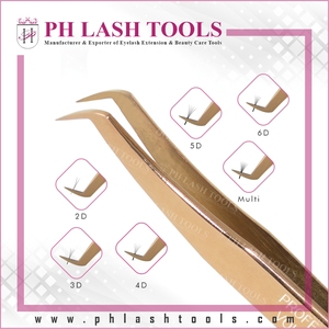 Pincettes à pointe étroite pour Extension de cils, 12 pièces, en or Rose, de Volume russe à 90 degrés - Product Image 2