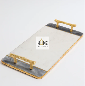 Plateaux en marbre de luxe à bordure dorée, 4 pièces, décorations fantaisie de styliste - Product Image 6