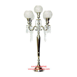Candelabros decorativos hechos a mano de oro rosa para el hogar, cuentas de cristal para decoración de centros de mesa de boda - Product Image 6