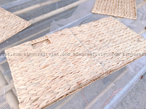 Manufacturer Wholesale Water Hyacinth <b>Basket</b> Storage Bins Foldable <b>with</b> <b>Handles</b> for Storage or Decorative in Vietnam - Product Image 5