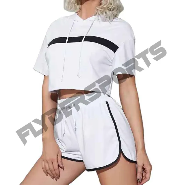 2023 New Fashion Casual Wear Sweatshirts Baumwolle Polyester Training Crop Top Hoodies für Frauen JOGGER Sets