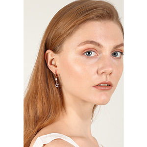 Pendientes de Plata de Ley 925 Chapados en Oro Rosa 2020 con Circonita Cúbica y Circonita en Forma de Estrella para Regalo de Boda o Fiesta - Product Image 2
