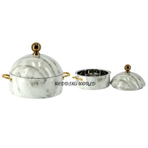 Marmite en métal fini Ensemble de deux casseroles de cuisine pour mariage et maison Réchauffeur d'aliments en métal de luxe de haute qualité - Product Image 1