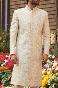 2021 dernier costume de mariage Sherwani indo-occidental grande taille ensemble avec broderie de chaussures assorties pour les mariages de fêtes indiennes/pakistanaises - Product Image 2